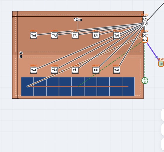 Ảnh chụp bản vẽ 2D mái nhà với dây nối